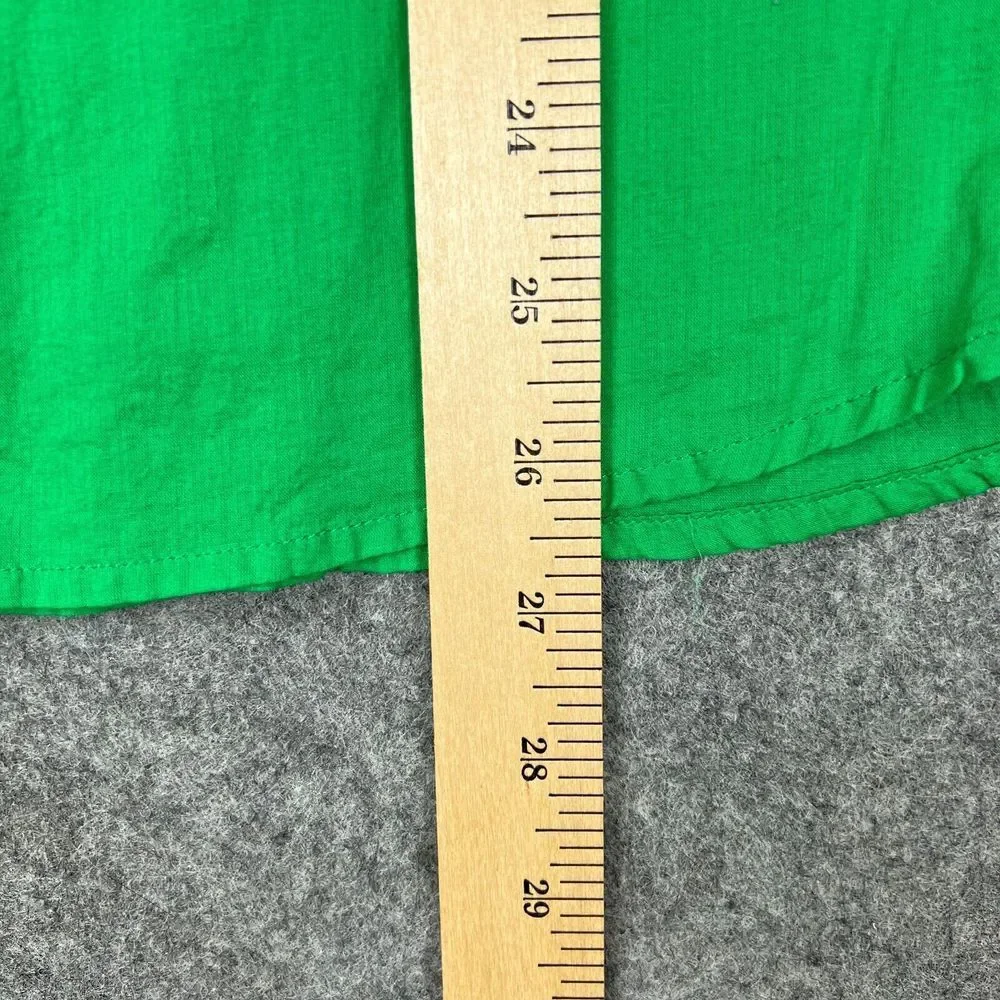 J Crew Shirt Womens 4‎ Green Voile Popover Long Sleeve 100% Cotton Tunic Blouse